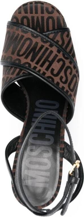 Moschino Bruine Logo-Print Plateau Sandalen
