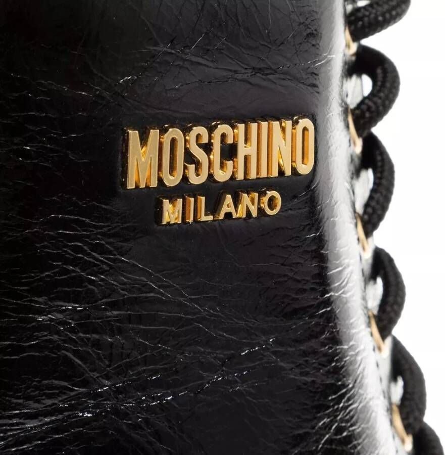 Moschino Enkellaarsjes van zwart leer met vintage-look Black Dames