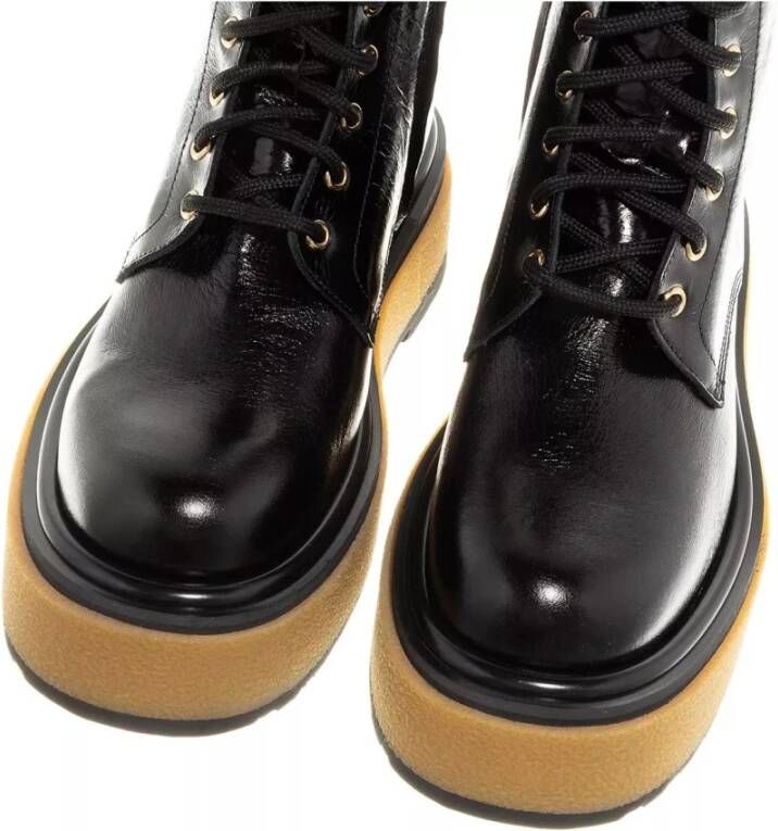 Moschino Enkellaarsjes van zwart leer met vintage-look Black Dames