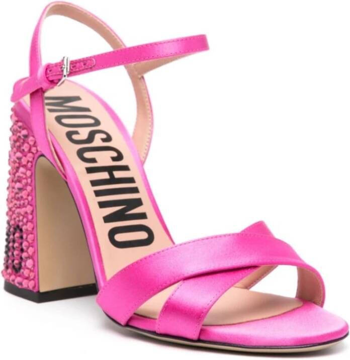 Moschino Fuchsia Roze Satijnen Sandalen Multicolor Dames