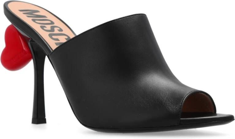 Moschino Heeled mules in leather Black Dames