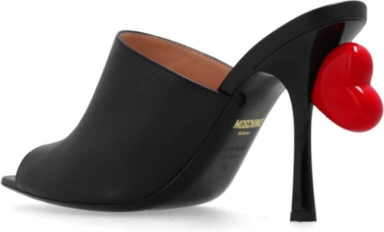 Moschino Heeled mules in leather Black Dames