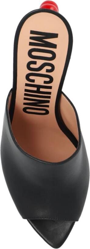 Moschino Heeled mules in leather Black Dames