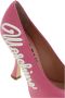 Moschino Roze Leren Logo Puntige Pumps Pink Dames - Thumbnail 4