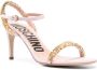 Moschino Roze Logo-Lettering Leren Sandalen Pink Dames - Thumbnail 2