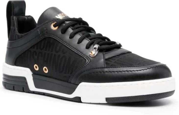 Moschino Lage sneakers met jacquard-logo Black Heren