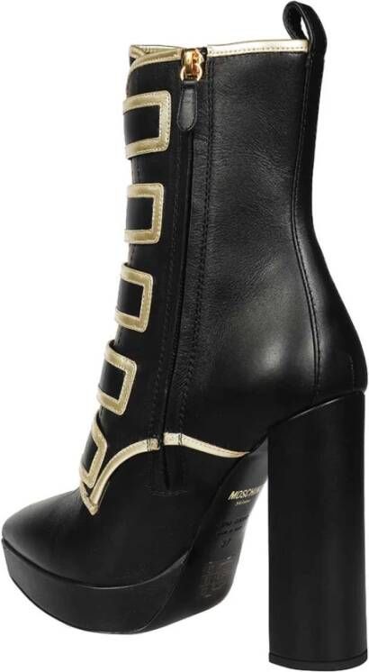 Moschino Leren Enkellaarsjes met Puntige Neus Black Dames