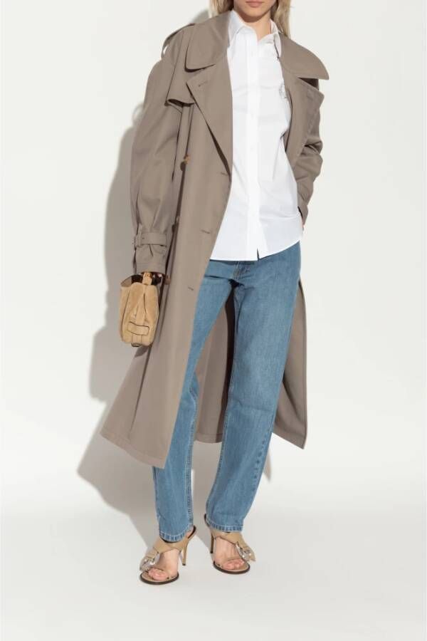 Moschino Leren muiltjes met hak Beige Dames