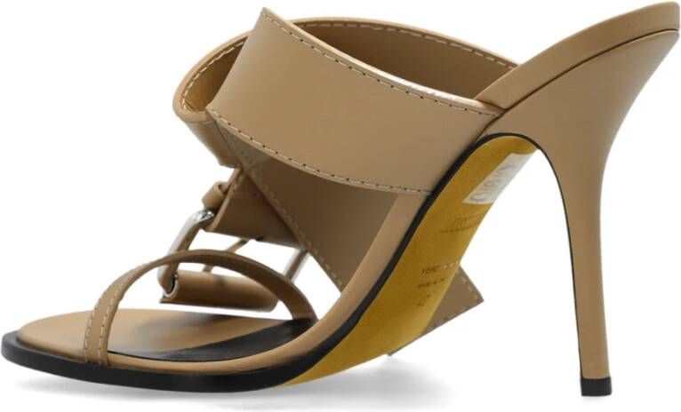 Moschino Leren muiltjes met hak Beige Dames