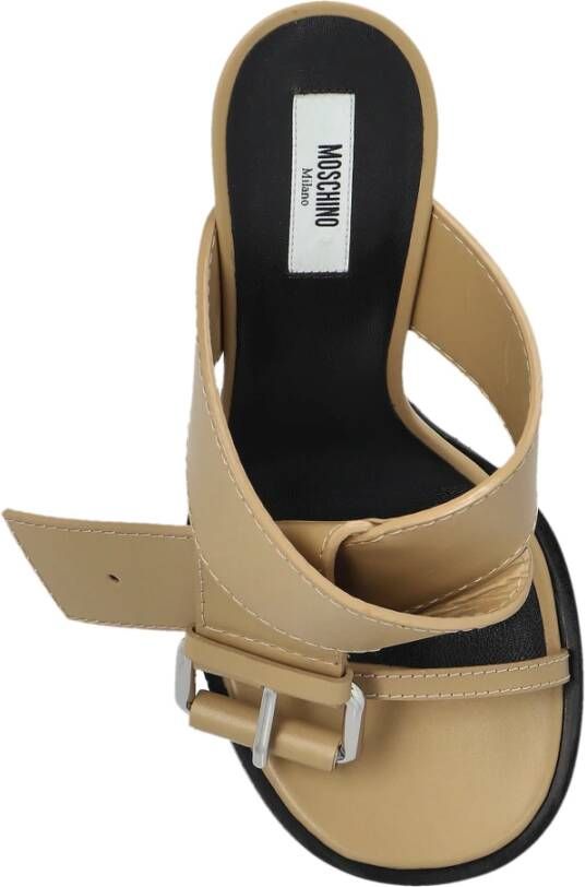 Moschino Leren muiltjes met hak Beige Dames