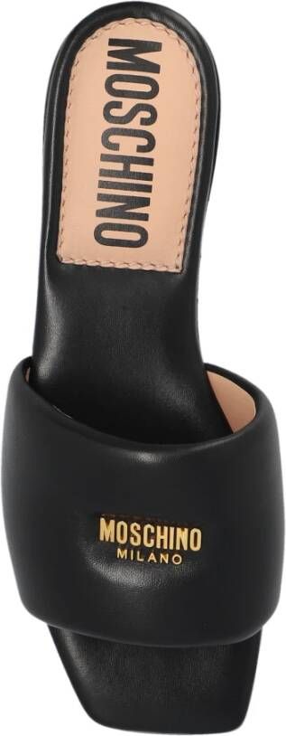 Moschino Leren slides Black Dames