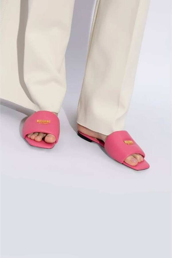 Moschino Leren slides Pink Dames