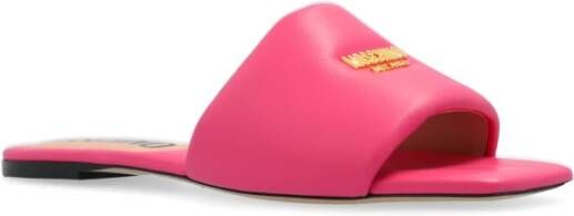 Moschino Leren slides Pink Dames