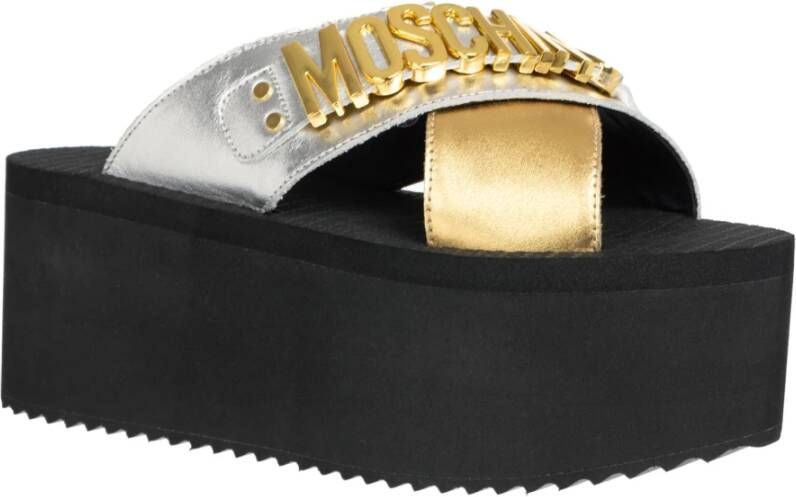 Moschino Lettering Logo Wedges Black Dames