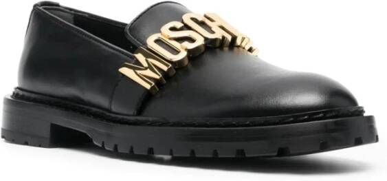 Moschino Zwarte Leren Loafers voor Vrouwen Black Dames