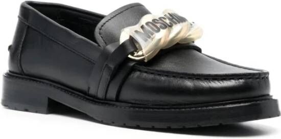 Moschino Zwarte Leren Loafers voor Vrouwen Black Dames