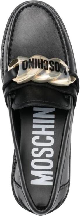 Moschino Zwarte Leren Loafers voor Vrouwen Black Dames