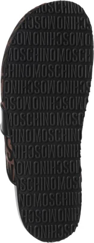 Moschino Logo Slippers Brown Heren