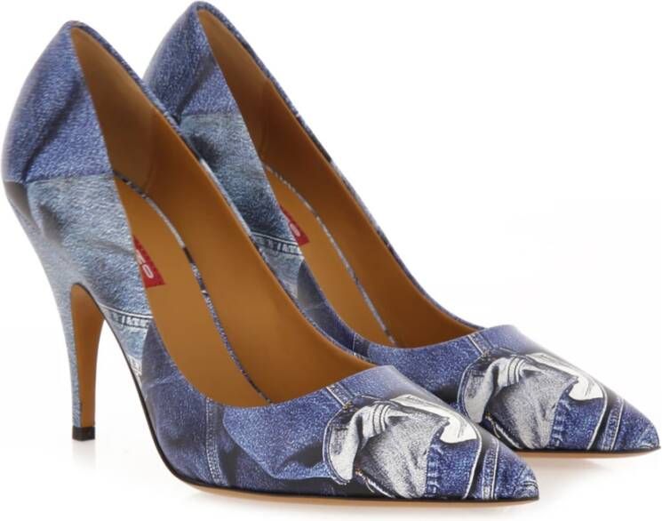 Moschino Patchwork Denim Pump Blue Dames