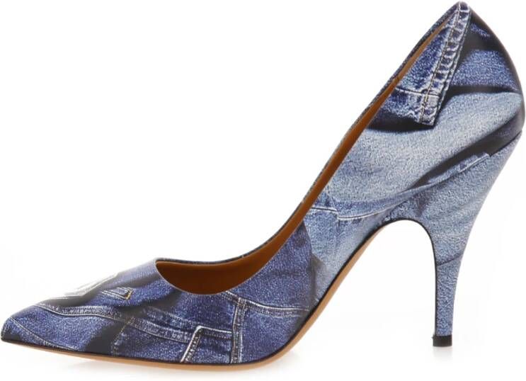 Moschino Vintage Denim Patchwork Pumps Blue Dames