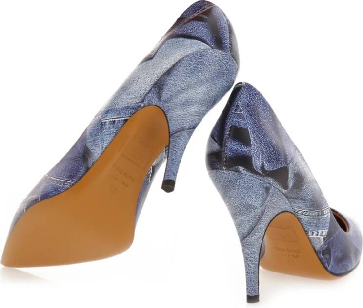 Moschino Vintage Denim Patchwork Pumps Blue Dames