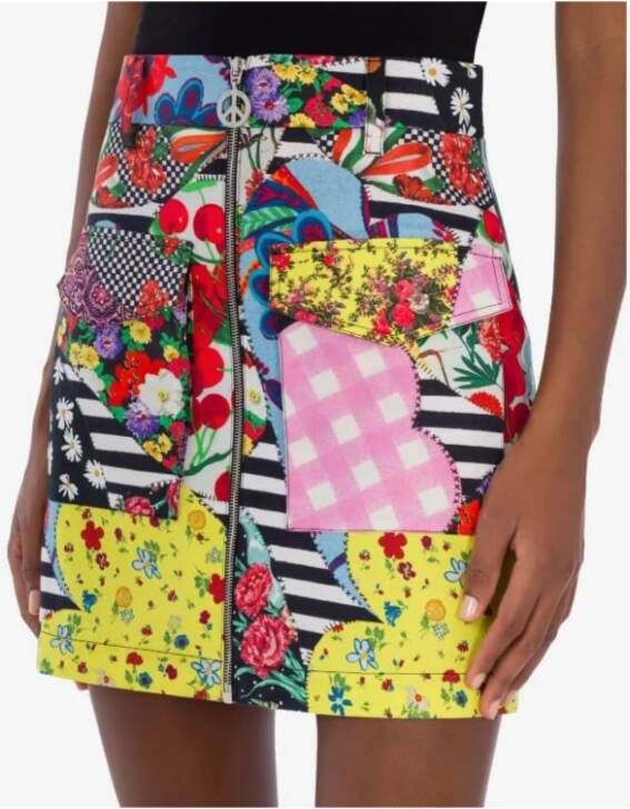 Moschino Patchwork Minirok met Vredessymbool Rits