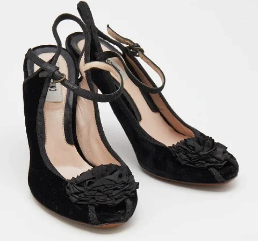 Moschino Pre-Owned Pre-owned Velvet sandals Black Dames