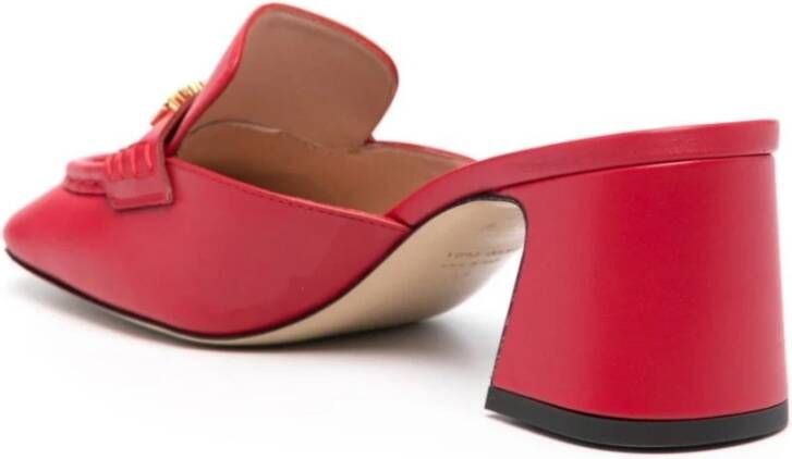 Moschino Rode Leren Sandalen met Gouden Logo Red Dames
