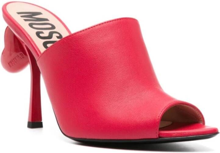 Moschino Rode Slip-On Sandalen met Hartdetail Red Dames