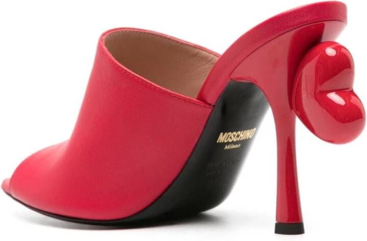 Moschino Rode Slip-On Sandalen met Hartdetail Red Dames