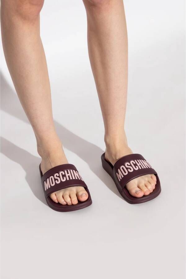 Moschino Rubberen slippers met logo Rood Dames