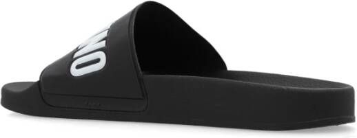 Moschino Rubberen slippers met logo Zwart Heren