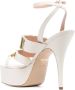 Moschino Beige Sandalen met Hoge Hak en Logo Motief Beige Dames - Thumbnail 3