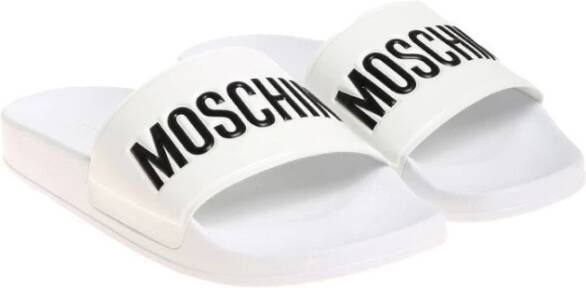Moschino Witte Logo Zwembadschoenen Wit Heren