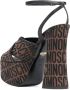 Moschino Bruine Logo-Print Plateau Sandalen Brown Dames - Thumbnail 3