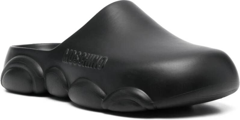 Moschino Zwarte Casual Gesloten Platte Slides Black Heren
