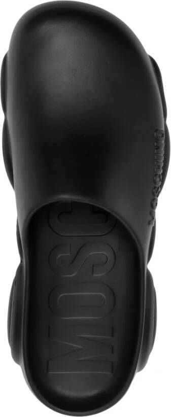 Moschino Zwarte Casual Gesloten Platte Slides Black Heren