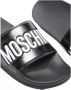 Moschino Pool Slides With Logo Zwart Heren - Thumbnail 4