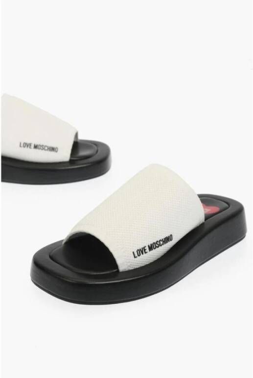 Moschino Tweekleurige Platform Slides White Dames