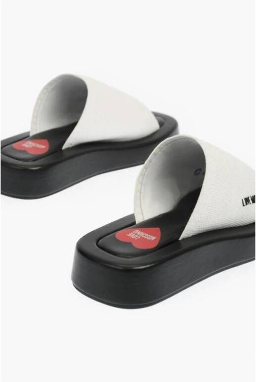 Moschino Tweekleurige Platform Slides White Dames