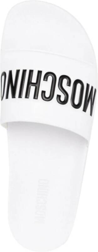 Moschino Witte Ergonomische Zwembadsandalen met Logo Detail Wit Heren