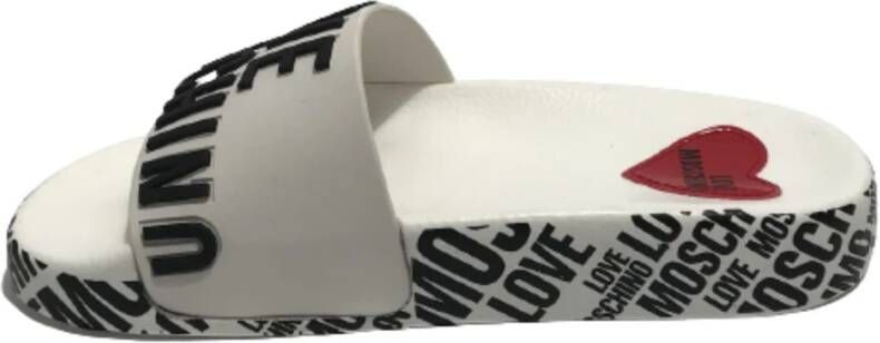Moschino Witte Love PVC Slippers met Zwart Logo Wit Dames