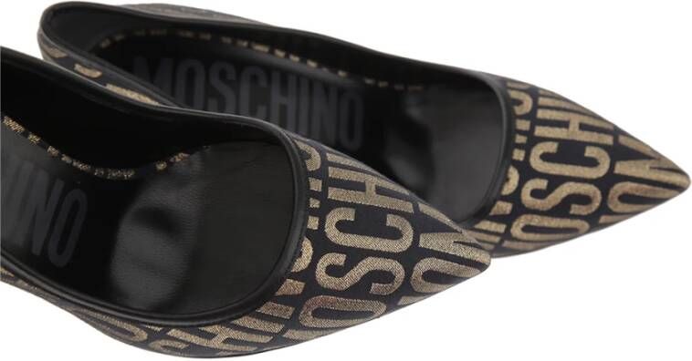 Moschino Zwart en Goud Logo Lurex Pump