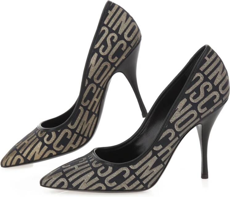 Moschino Zwart en Goud Logo Lurex Pump Multicolor Dames