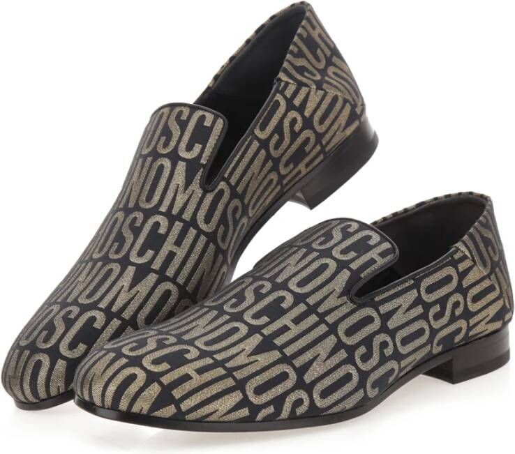 Moschino Zwart Goud Logo Lurex Loafers