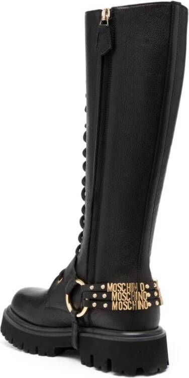 Moschino Zwarte Dameslaarzen met 4cm Hak Zwart Dames