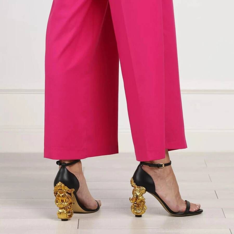 Moschino Zwarte en Gouden Leren Hoge Hak Sandalen Black Dames