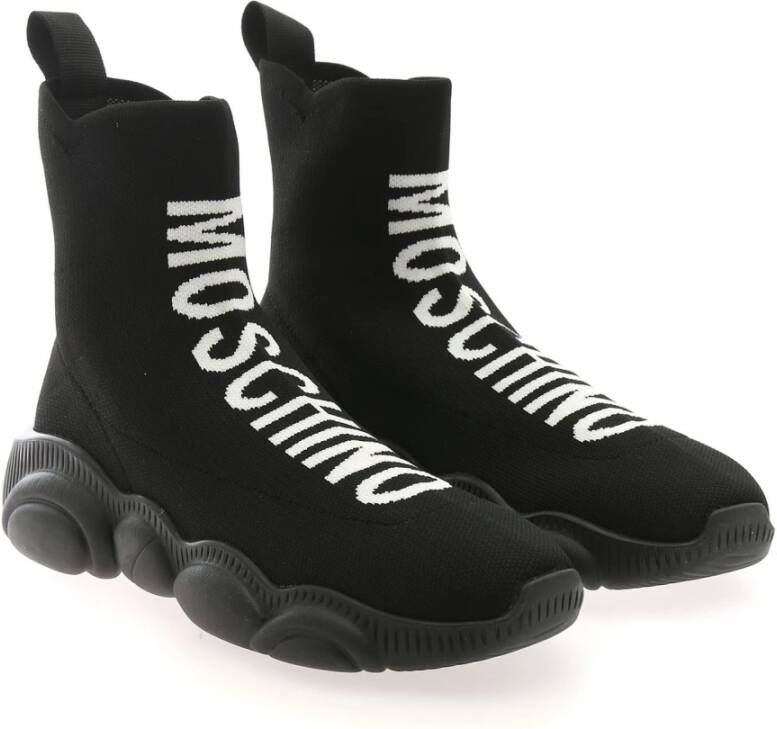 Moschino Zwarte hoge sok sneakers Zwart Dames
