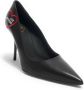 Moschino Zwarte leren puntige neus hoge hak pumps Zwart Dames - Thumbnail 2
