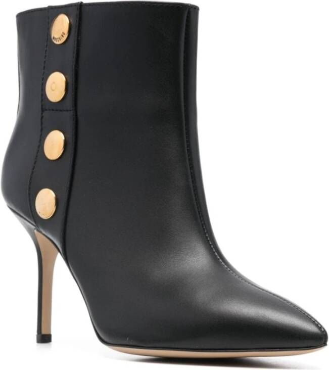Moschino Zwarte Logo-gegraveerde Stiletto Laarzen Black Dames